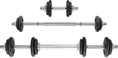 SONGMICS - Dumbells - Dumbells Set - Halterset van Gietijzer - 2 x 10 kg - Verstelbaar - Met Verbindingsstang