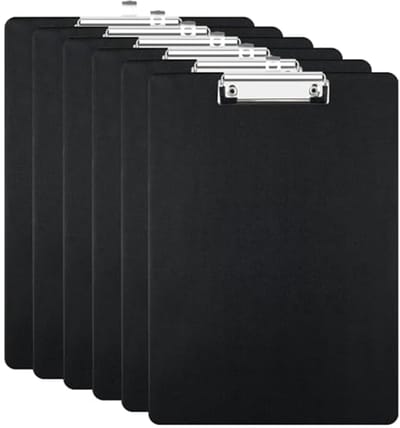 6 Stuks A4 Klemborden met Metalen Klem - Zwart