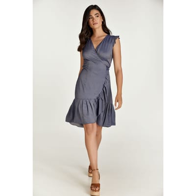 Blauwe Denim stijl wikkeljurk