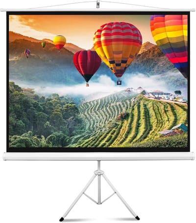 Projector Screen met Statief - Rolbaar Scherm Projector - Buitenfilms Kijken - Matte Stof Zonder Lichtdoorlatendheid - 80 Inch - Wit
