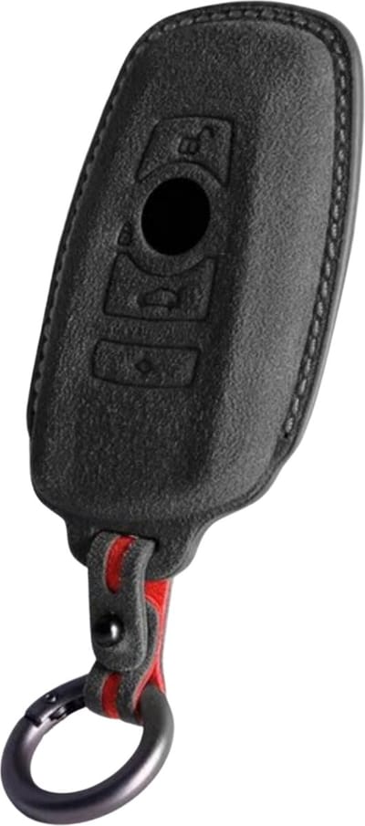 Luxe Alcantara Sleutelcover - Sleutelhoesje Geschikt voor BMW 1 serie / 3 serie / 5 Serie / 7 Serie / X1 / X3 / X4 / X5 / F20 / F30 / F31 / F34 / M - Alcantara Look - Zacht Sleutel Hoesje - Met Hanger - Auto Accessoires