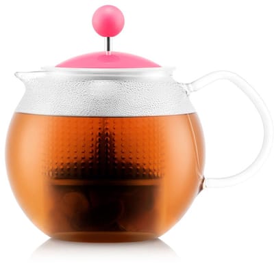 Bodum | Assam Theepot met filter - infuser / Tea Press | Glas | Roze deksel | Klein 0,5L