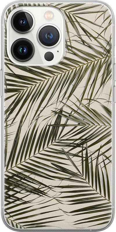 Leuke Telefoonhoesjes - Hoesje geschikt voor iPhone 13 Pro - Palmbladeren - Soft case - TPU - Planten - Groen