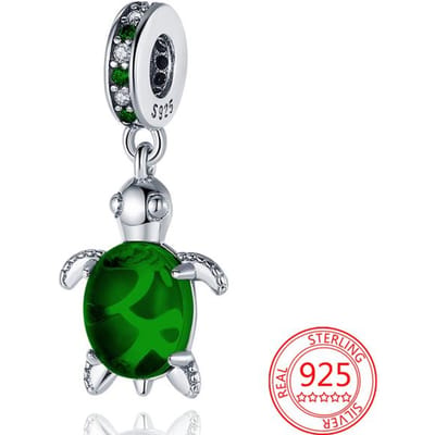 Tortue en verre de Murano vert en argent Sterling 925, Bracelet à la mode, bijoux en argent, cadeau gray