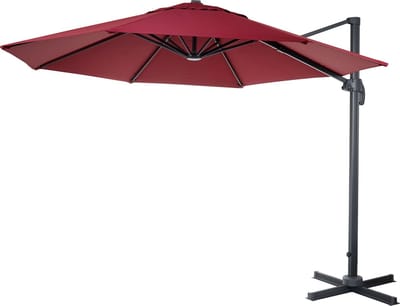 Zweefparasol MCW-A96, parasol, rond Ø 3,5m polyester aluminium/staal 26kg ~ bordeaux zonder voet