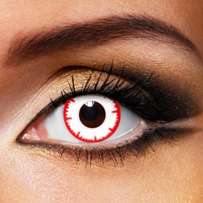 Partylens® wit/rode kleurlenzen - Red Lestat - zachte jaarlenzen met lenshouder - Halloween - Cosplay