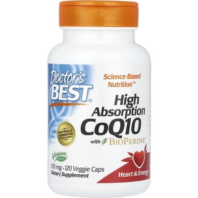 Doctor's Best, zeer goed opneembare CoQ10, met BioPerine®, 100 mg, 120 vegetarische capsules