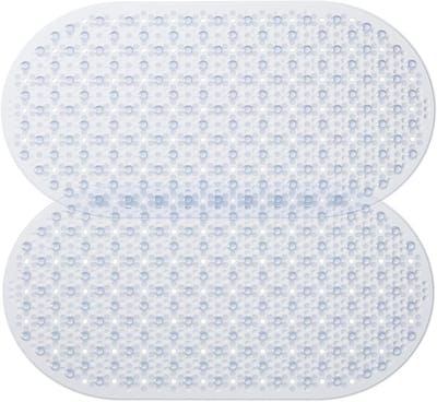 Antislip Douchemat voor Badkamer, 68 x 38 cm, Wasbaar in de Wasmachine, Zuignappen en Afvoeropeningen, Set van 2