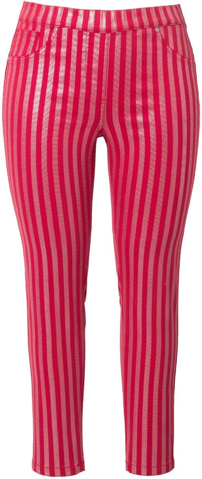 Angel of Style - Dames - Jegging Slim Fit glitterstrepen - Neonrood - Maat 48