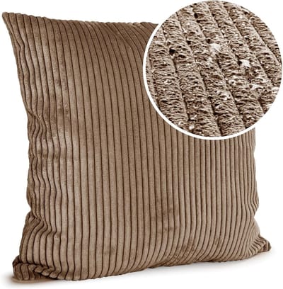 Famanu – Set van 1 stuk ribfluwelen sierkussensloop corduroy 40 x 40 cm bruin zonder vulling