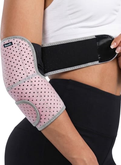 Goodli Elleboog Brace - One Size - Roze - Tennisarm Brace voor Ondersteuning - Elbow Sleeve - Elleboog Bandage - Onderarm Brace