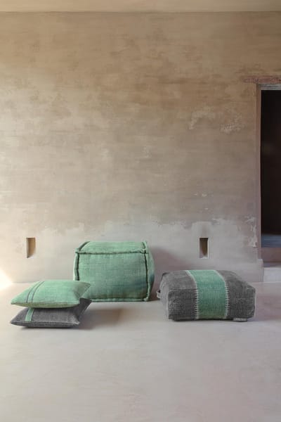LIGNE PURE Mellow – poef – zitkussen – katoen – eco – handmade - modern – boho - Groen - 60x45