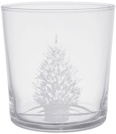 KERST - glas met kerstboom - ZES stuks - waterglas met kerstboom - limonadeglas