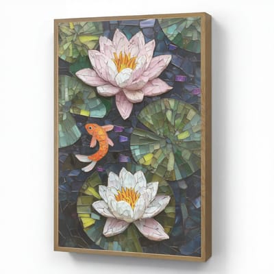 Wandlamp 60x90 cm - Oplaadbaar - Glasstukjes - Leliebladeren - Vis - Oranje - Wandlampen binnen woonkamer - Slaapkamer lamp - Decoratieve nachtlamp - Vloerlamp draadloos