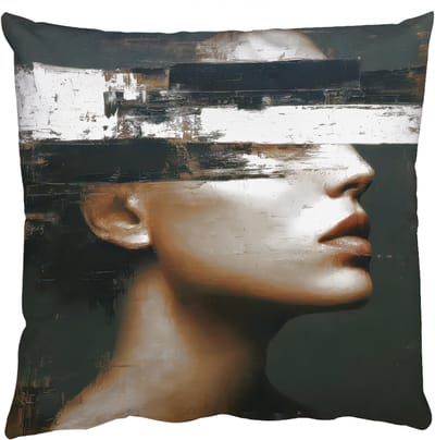 Sierkussens - Kussentjes Woonkamer - 50x50 cm - Gezicht - Vrouw - Zwart - Abstract