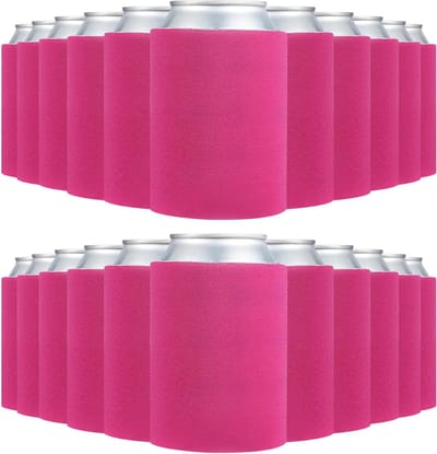 100 Stuks Vouwbare Isolerende Koelcovers voor Blikjes en Flessen - Ideaal voor Bruiloften, Feesten en Sublimatie, Roze Rood