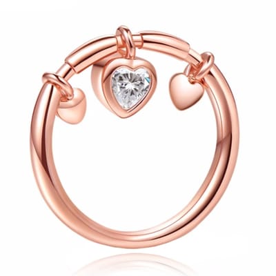Rose kleurige Dames Ring met Hart Hanger van Zirkonia-16mm