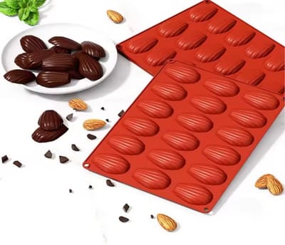 New Age Devi - Siliconen Madeleine bakvorm - anti-kleef - 9 madeleinen - ware grootte - bak-vorm - plooibaar - duurzaam - vorm - herbruikbaar - dessert - toetjes - bak-ken - cake - taart