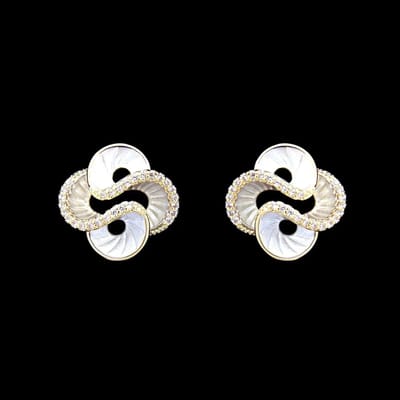 Victoria Valenza Goudkleurige fantasie oorbellen met emaille en zirkonia stenen - Oorbellen dames - Emaille stenen - Zirkonia stenen - Goudkleurige oorbellen