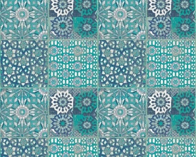 MEDITERRANE TEGEL BEHANG - Blauw Grijs Groen - AS Creation Il Decoro