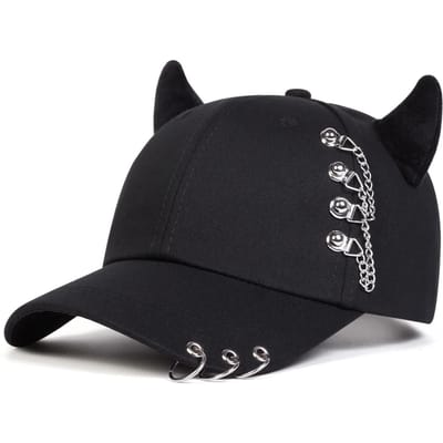 Unisex Ronde IJzeren Ring Koeienhoorn Persoonlijkheid Baseballpetten Lente Herfst Buiten Verstelbare Casual Hoeden Zonnehoed black