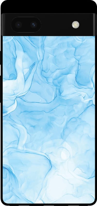 Smartphonica Telefoonhoesje voor Google Pixel 6 met marmer opdruk - TPU backcover case marble design - Lichtblauw geschikt voor Google Pixel 6