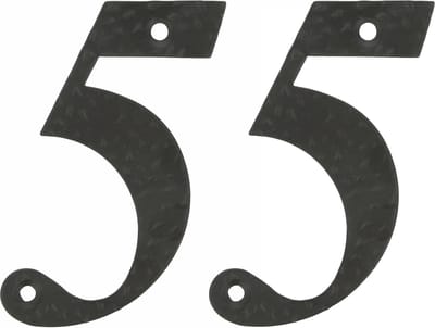 AMIG Huisnummer 55 - massief gesmeed staal - 10cm - incl. bijpassende schroeven - zwart