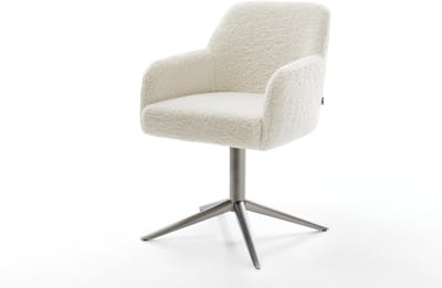 Eetkamerstoel Greg-Flex kruispoot grafiet teddy beige 360° draaibaar rocker-functie pocketveer kern