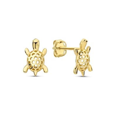 New Bling - 9NBG-0862 - 14K geelgouden Oorknoppen – Schildpad – Dames Oorbellen