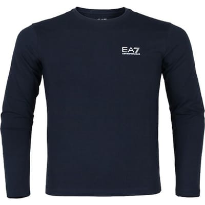 Emporio Armani EA7 Effen Ronde Hals Lange Mouw T-shirt Heren tops Blauw 8NPT55PJM5Z1578 S black