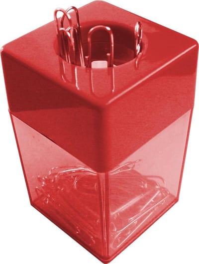 SDI - Paperclip dispensers - 45x45x70mm - Inclusief 100 paperclips! - Rood - 2 stuk