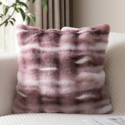 Set van 1 pluche kussensloop, 40 x 40 cm, zachte decoratieve sierkussenhoes pluizige kunstbont kussensloop voor bank sofa slaapkamer kussen 16x16 inch (roze wit)