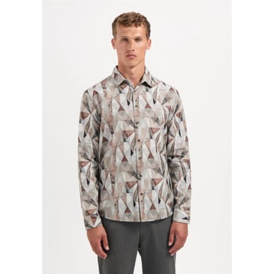 No Excess Shirt Allover Printed Fine Corduroy Taupe Size: 3XL | Casual Shirts Outlet | Heren | Grijs