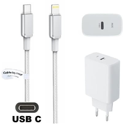 OneOne 30W super snellader + 0,9m OneOne USB C naar Lightning kabel. PD lader. Universele oplader adapter past op Apple iPhone SE 2, iPhone 8, iPhone 8 Plus, iPhone 10, iPhone X, iPhone XR, iPhone XS, iPhone XS Max, iPhone 11