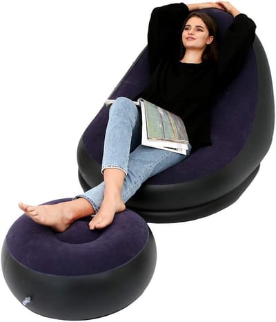 Opblaasbare Sofa - Luie Bank - Kamperen en Thuis - Compleet met Voetenbank - 116 x 83 x 98 cm