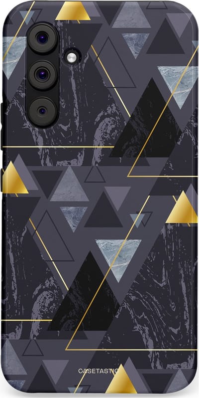 Casetastic hoesje geschikt voor Samsung Galaxy A54 (2023) 5G - Dubbellaagse bescherming - Zwart Goudpatroon - Fashion Case - Donkergrijs Grijs