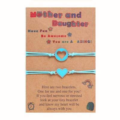 Moeder Dochter Armband voor 2 met Hartjes - Blauwe Bedel & Bandje - Moeder Dochter Sieraden Cadeau - Vriendschapsarmbandjes - Pax Amare