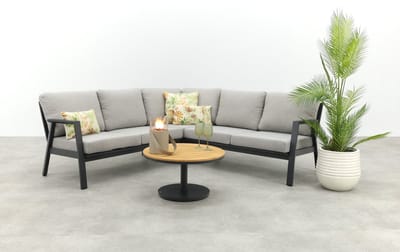 Viento/Canto aluminium hoekbank loungeset - Royal Grey/Teak