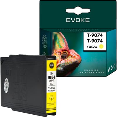 Evoke Compatibele Inkt voor Epson T9074 C13T907440 Geel 90 ml 7000 Pagina's Workforce Pro Wf-6090Dw 6090Dtwc 6090D2Twc 6590Dwf 6590Dtwfc 6590D2Twfc