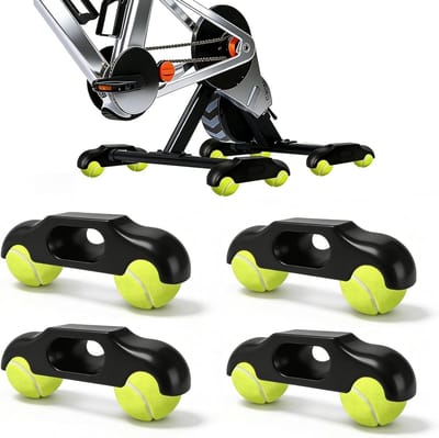 4 Stuks Draagbare Tuimelplaten voor Fietstrainers met Tennisbalvoeten, Geschikt voor Indoor Cycling en Wahoo Kickr Core 2, Inclusief 8 Tennisballen