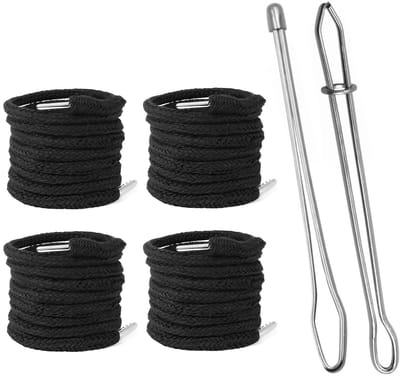 Dailygoods - Set van 4 sportbroeken, veters voor hoodies, trekkoord, 130 cm, met naald om te rijgen, metalen uiteinden, reserveveters voor hoodies