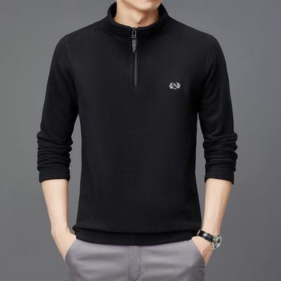 Herfst en Winter Heren T-shirt met Lange Mouwen van Polar Fleece Jeugd Casual Opstaande Kraag Halve Rits Heren Tops XXXL