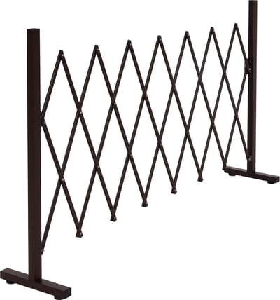 Aluminium afzethek MCW-K56, hondenhek, schaarhek, Veiligheidshek, uitschuifbaar, dierenbeschermingsrooster, bruin aluminium 103x31-200x31cm