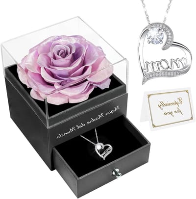 Eeuwige Roos - Handgemaakte Bloemen - Cadeau Geven - Uniek Conserveringsproces - 10 cm Doos - Roze Paars