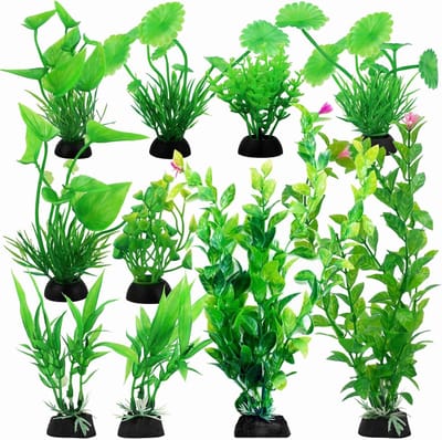 SnelShoppen - 10 Stuks Kunstmatige Aquarium Planten Decoratie - Nepplant voor Aquarium - PVC + LDPE Materialen - Groene Decoratieve Planten voor Visom