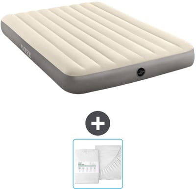 Intex Luchtbed - 2-Persoons - 152 x 203 x 25 cm - Beige - Inclusief en Hoeslaken