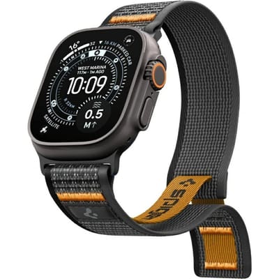 Spigen Athlex Air Strap voor Apple Watch 6/7/8/9/10/11/SE/SE 3/Ultra 1/Ultra 2/ Ultra 3 (44/45/46/49 mm) Zwart Oranje black