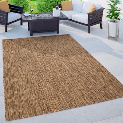 Flycarpets Veniro Effen Binnen en Buitenkleed Bruin - 160x220 cm - Laagpolig Vloerkleed Buiten - Tuinkleed / Tuintapijt