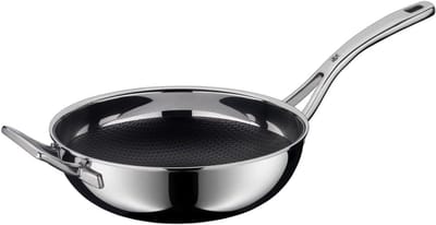 Roerbakpan - Wokpan - Gezond Koken - Honingraatstructuur - 28cm - Zilver