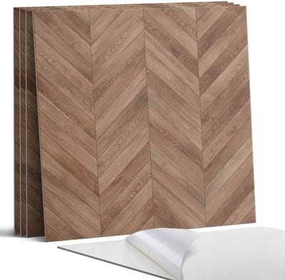 Coloray Wandpanelen Zelfklevend - Visgraatpatroon Zelfklevende Wandpanelen - 50 cm x 50 cm - Bruin Wandpaneel PVC - 4 stuks - Texturen Wandpanelen Zelfklevend - Wandbord Keuken - Wandpaneel Badkamer